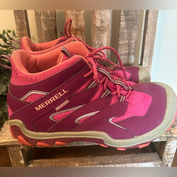 Merrell Girl's Size 5 Boot M-Cham 7 ACS Waterproof Pink MK162178 Hike Mid - Picture 1 of 6